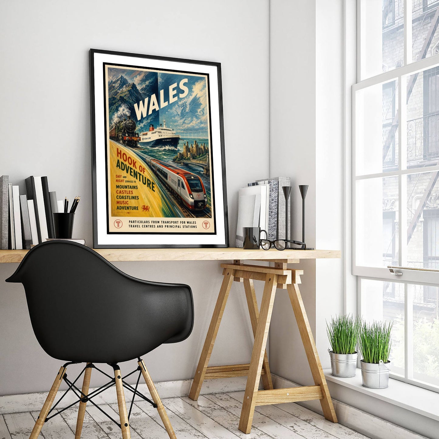 Wales Vintage Railway Travel Poster - Art Print - Retro Train Painting - Welsh Travel Wall Art 3/3
