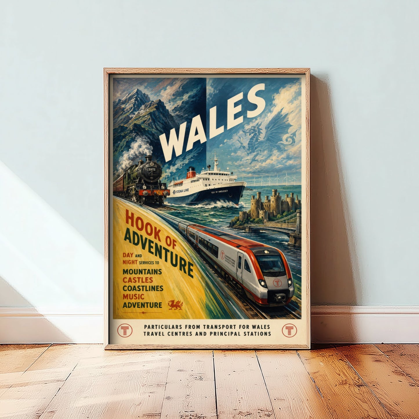 Wales Vintage Railway Travel Poster - Art Print - Retro Train Painting - Welsh Travel Wall Art 3/3