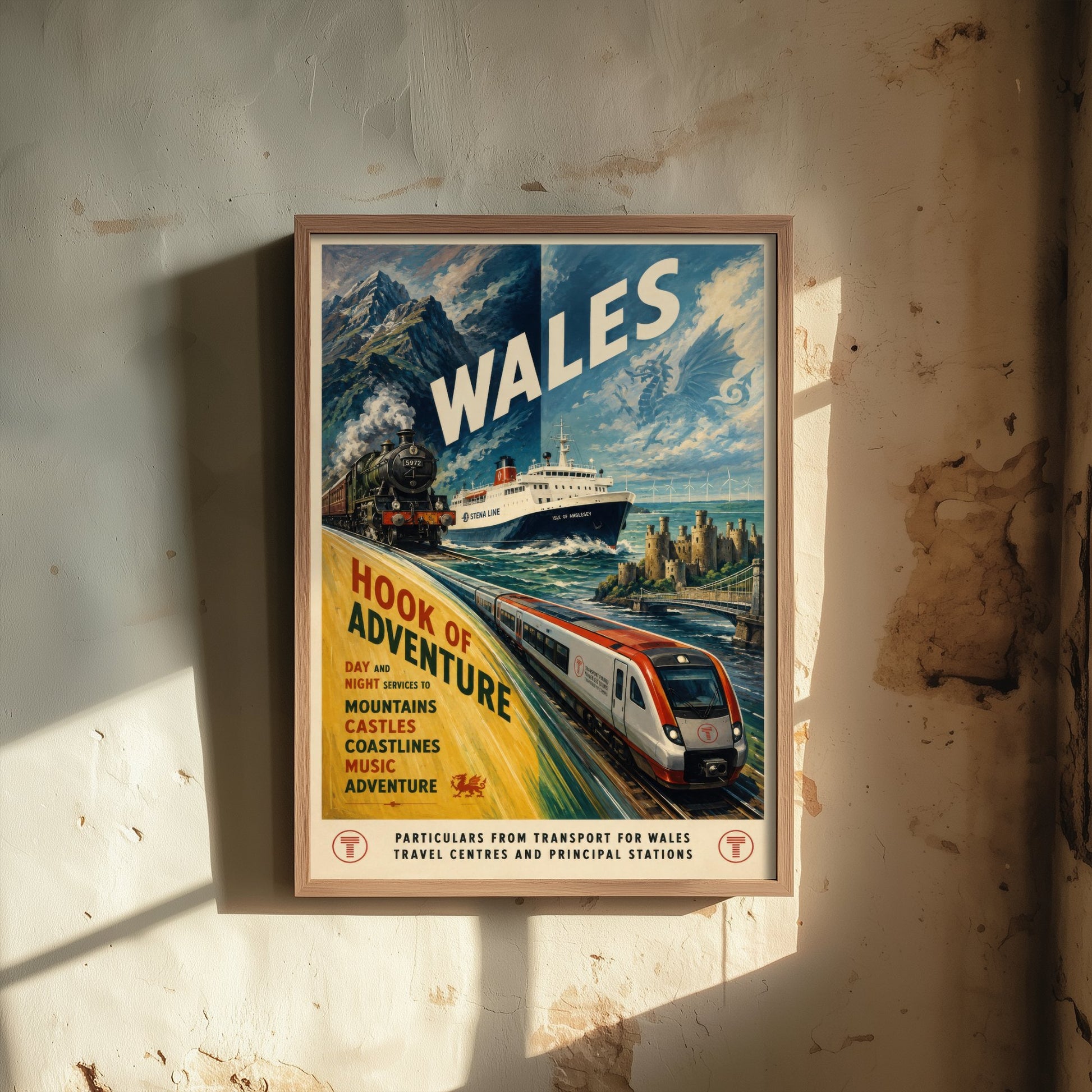 Wales Vintage Railway Travel Poster - Art Print - Retro Train Painting - Welsh Travel Wall Art 3/3