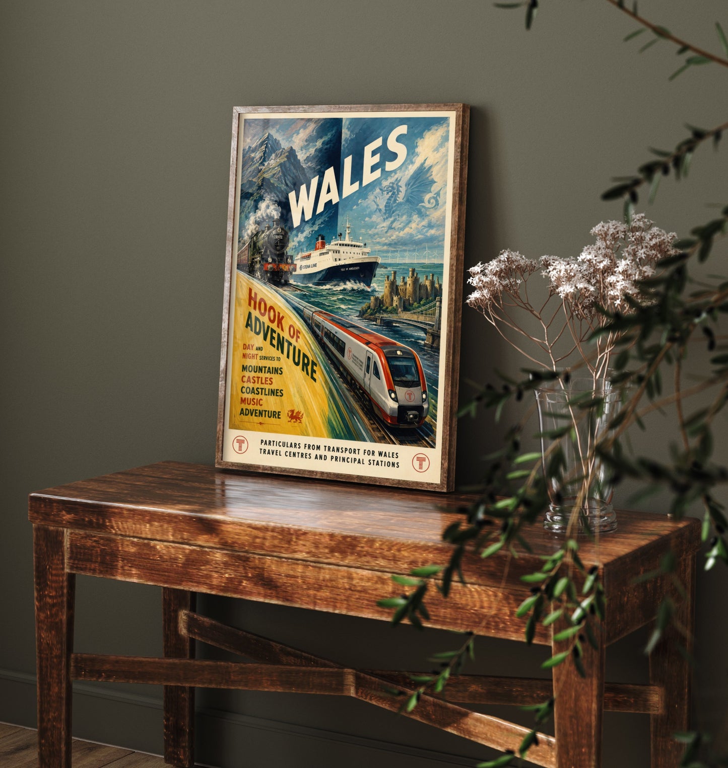 Wales Vintage Railway Travel Poster - Art Print - Retro Train Painting - Welsh Travel Wall Art 3/3