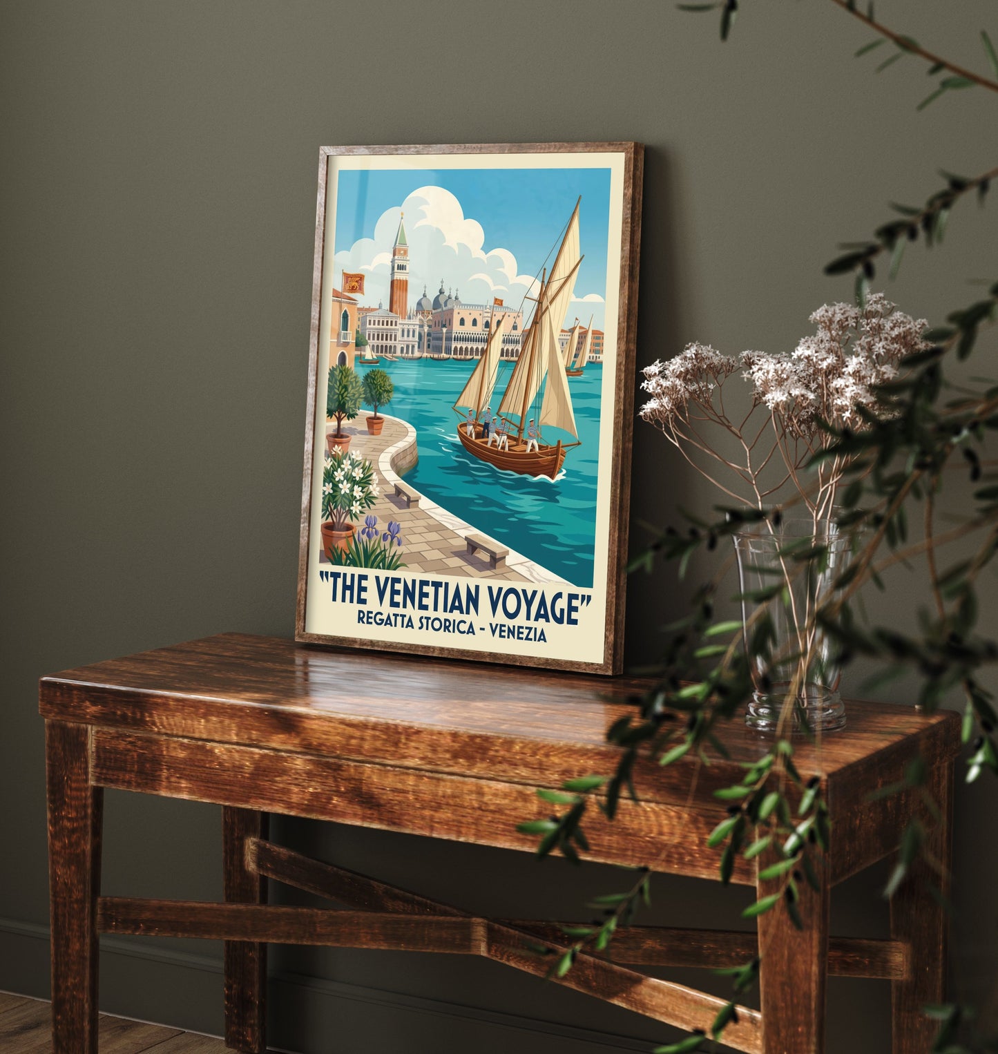 The Venetian Voyage Art Print - Vintage Sailing Regatta Poster - Venice Italy Illustration Wall Art 2/3