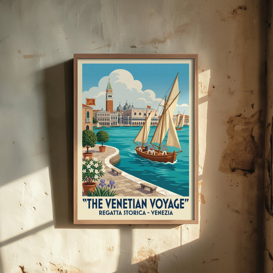 The Venetian Voyage Art Print - Vintage Sailing Regatta Poster - Venice Italy Illustration Wall Art 2/3