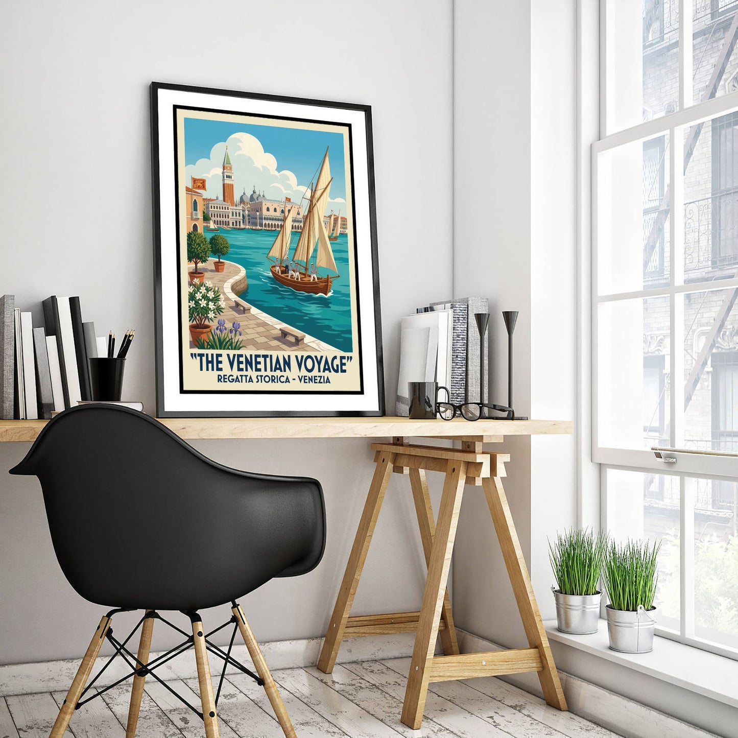 The Venetian Voyage Art Print - Vintage Sailing Regatta Poster - Venice Italy Illustration Wall Art 2/3