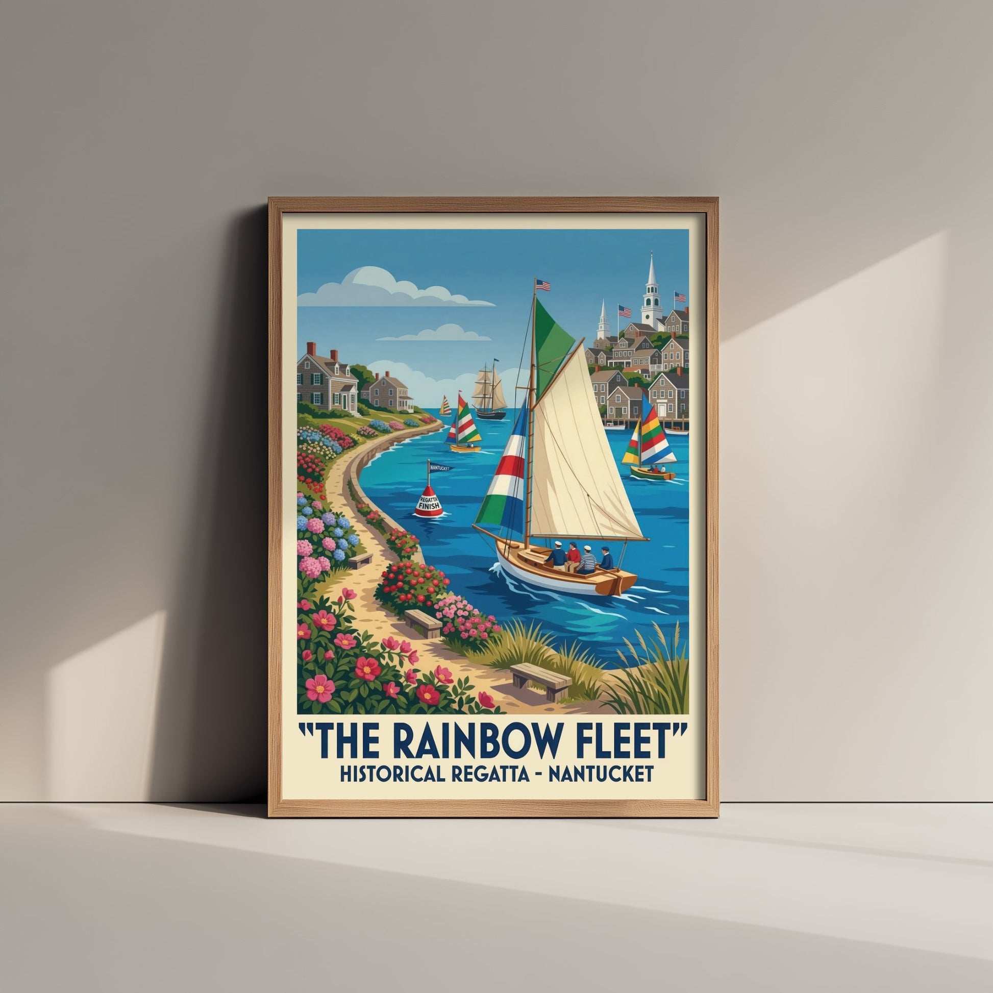 The Rainbow Fleet Art Print - Vintage Sailing Regatta Poster - Nantucket Illustration Wall Art 3/3