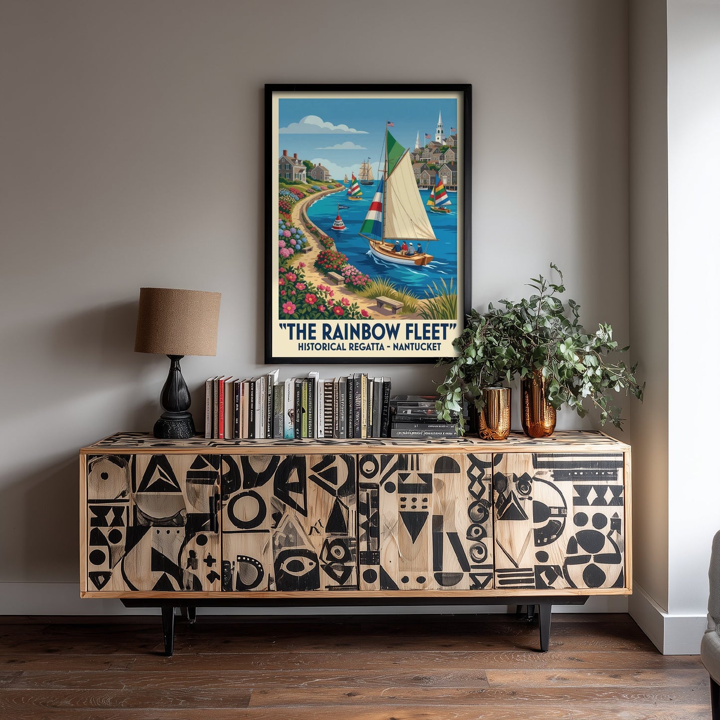 The Rainbow Fleet Art Print - Vintage Sailing Regatta Poster - Nantucket Illustration Wall Art 3/3