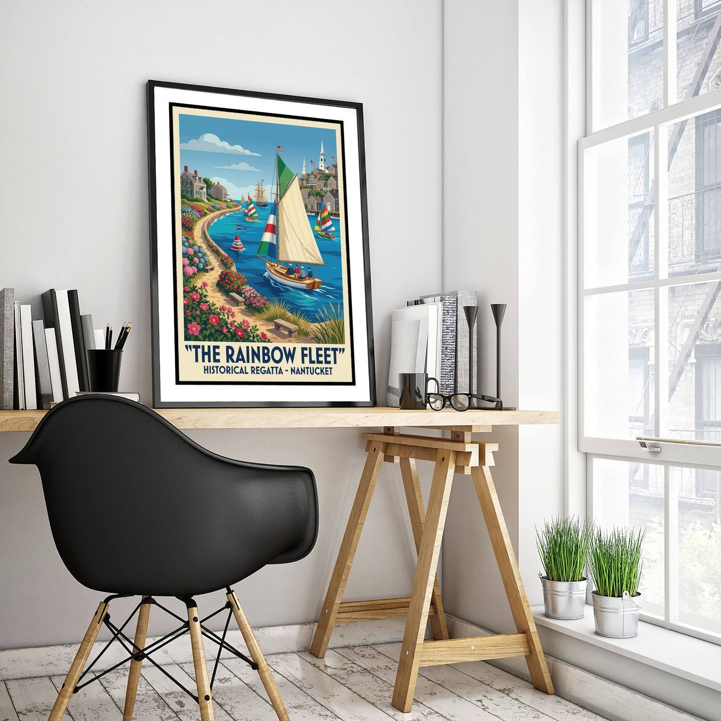 The Rainbow Fleet Art Print - Vintage Sailing Regatta Poster - Nantucket Illustration Wall Art 3/3