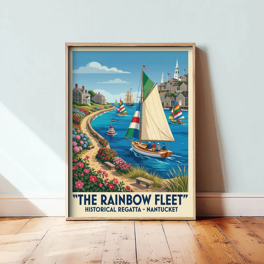 The Rainbow Fleet Art Print - Vintage Sailing Regatta Poster - Nantucket Illustration Wall Art 3/3