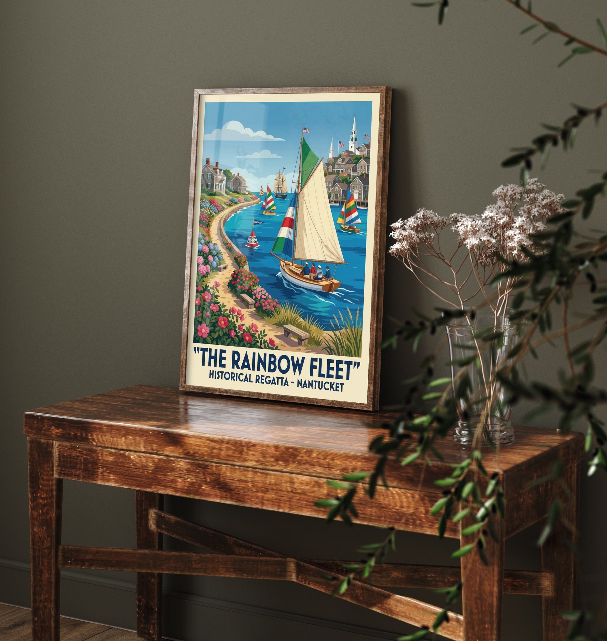 The Rainbow Fleet Art Print - Vintage Sailing Regatta Poster - Nantucket Illustration Wall Art 3/3