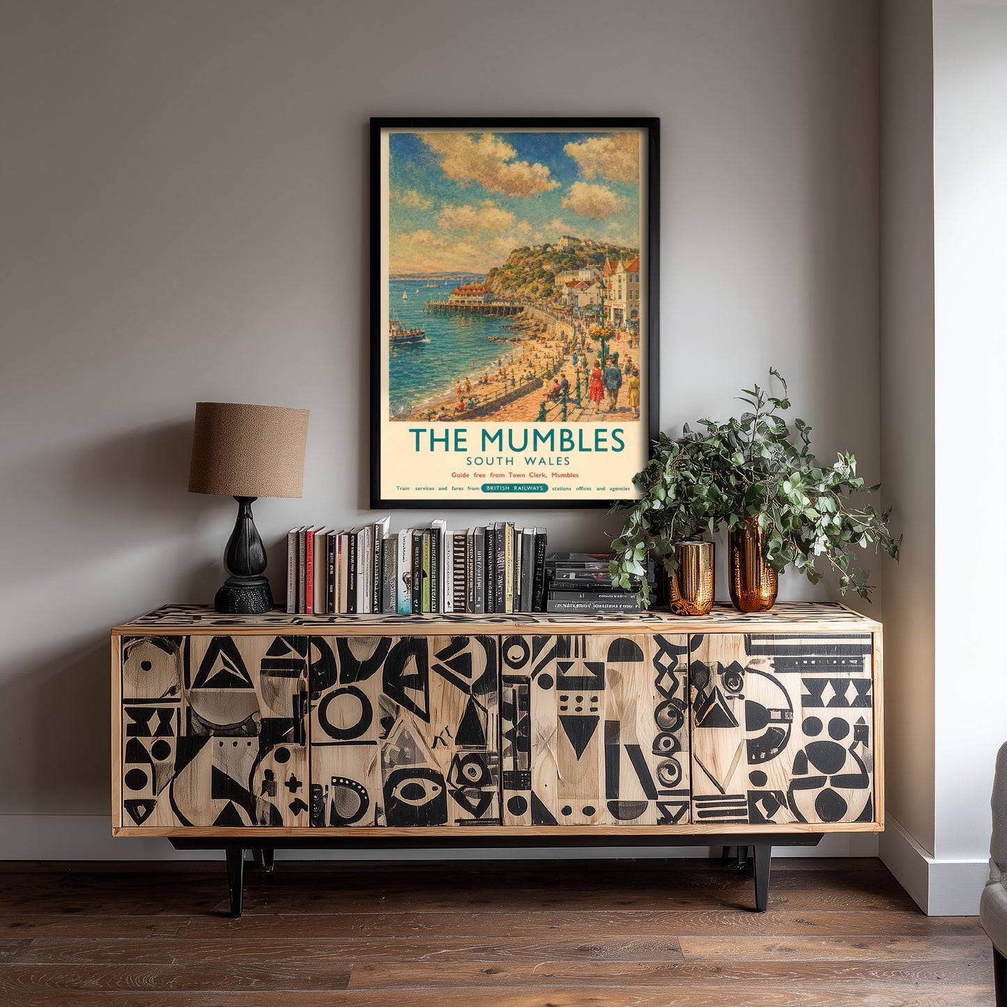 The Mumbles Swansea Travel Poster - Art Print - Vintage Railway Illustration - South Wales Wall Art 1/3