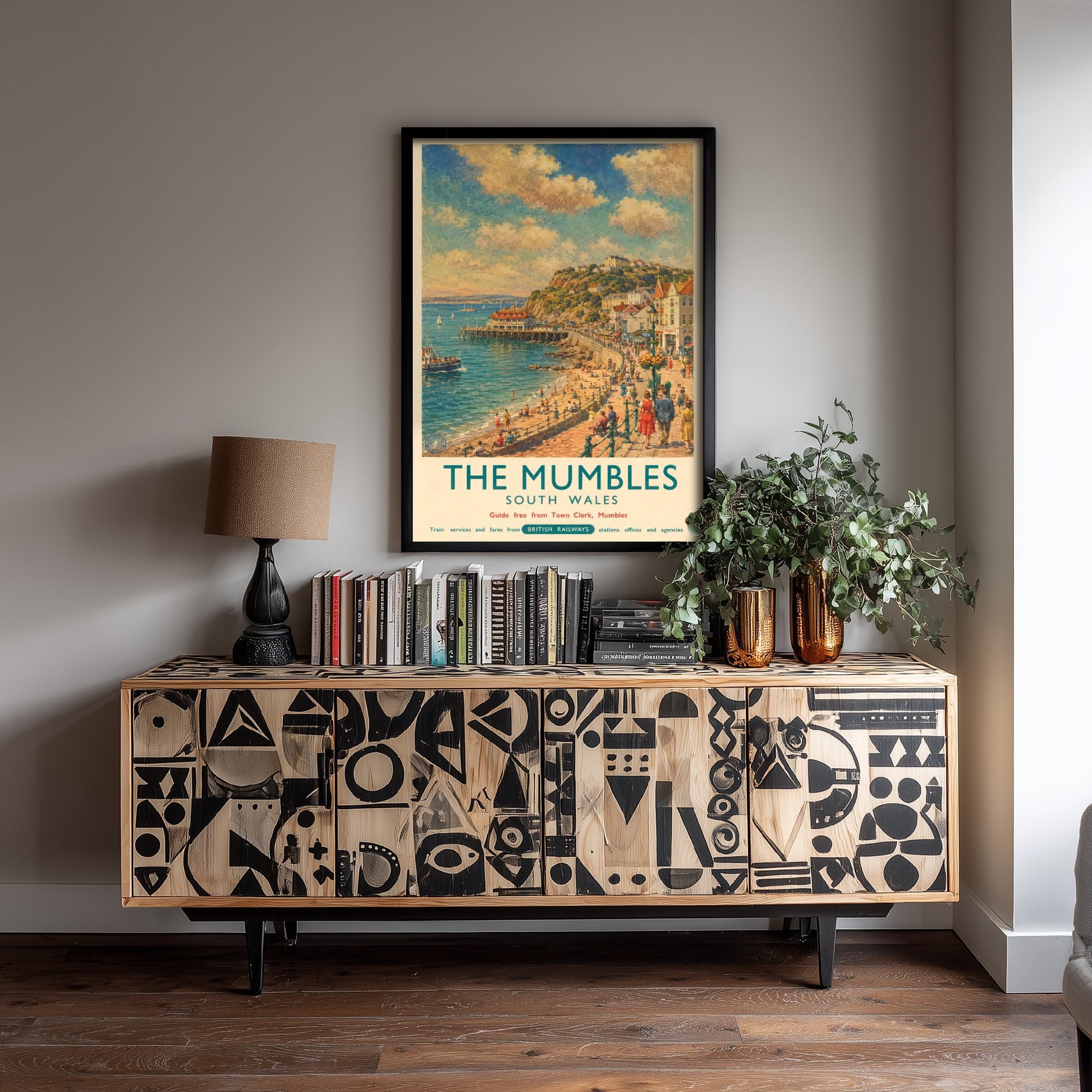 The Mumbles Swansea Travel Poster - Art Print - Vintage Railway Illustration - South Wales Wall Art 1/3