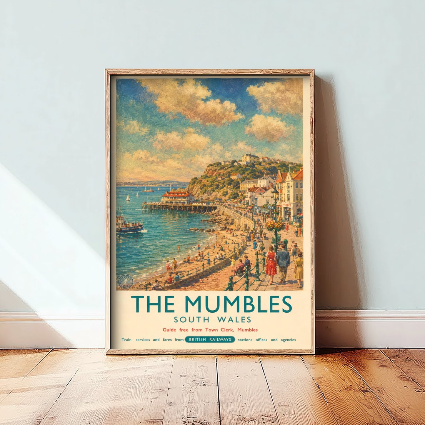 The Mumbles Swansea Travel Poster - Art Print - Vintage Railway Illustration - South Wales Wall Art 1/3