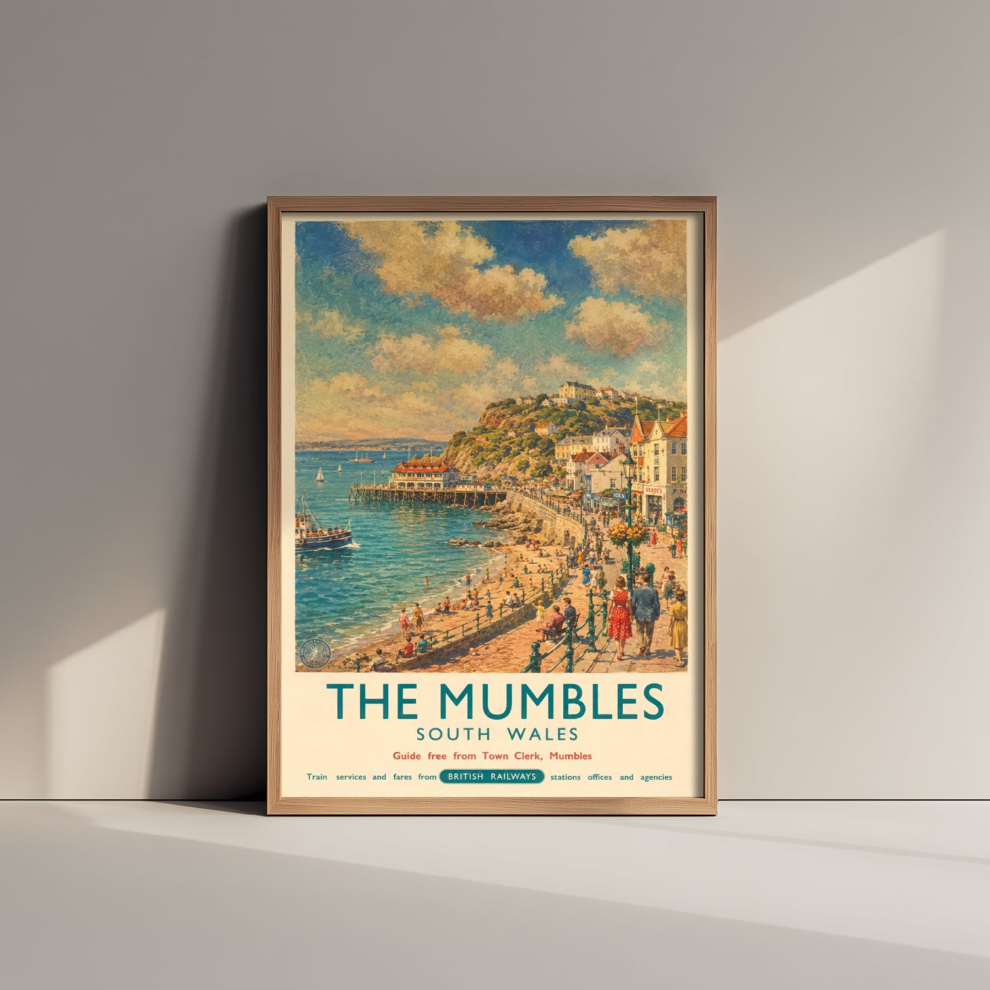 The Mumbles Swansea Travel Poster - Art Print - Vintage Railway Illustration - South Wales Wall Art 1/3