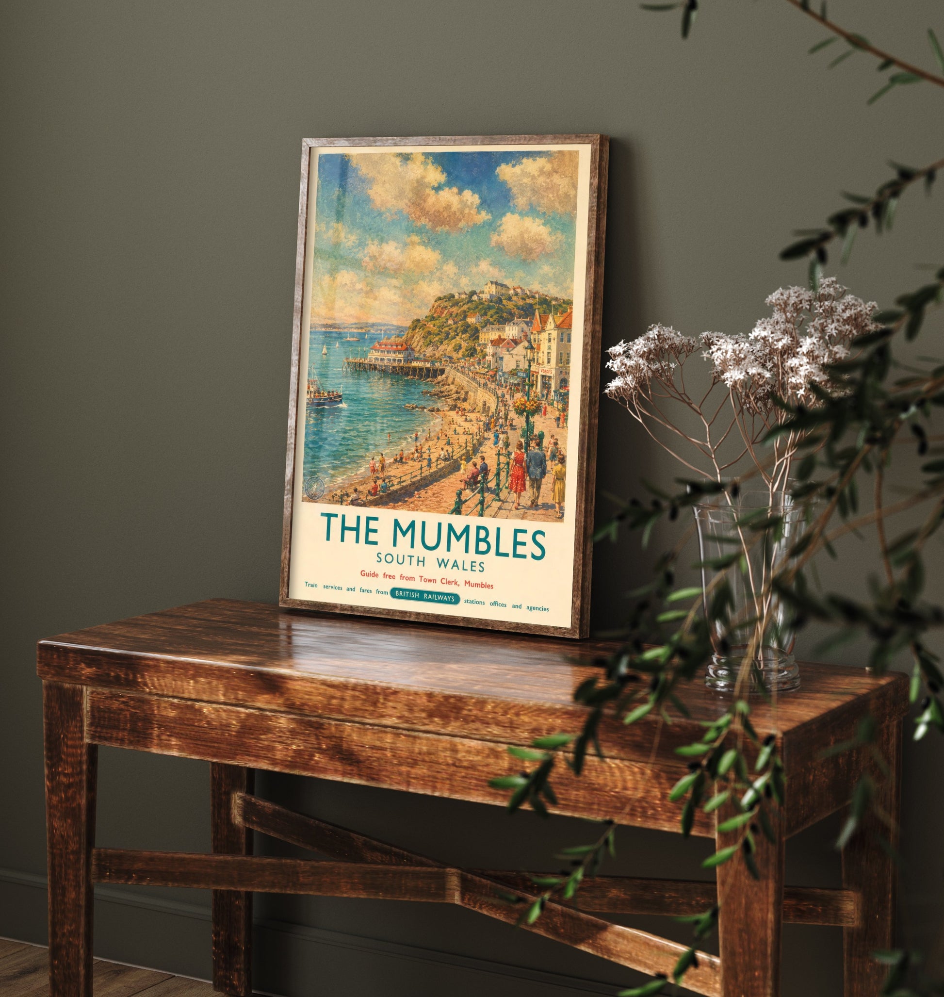 The Mumbles Swansea Travel Poster - Art Print - Vintage Railway Illustration - South Wales Wall Art 1/3
