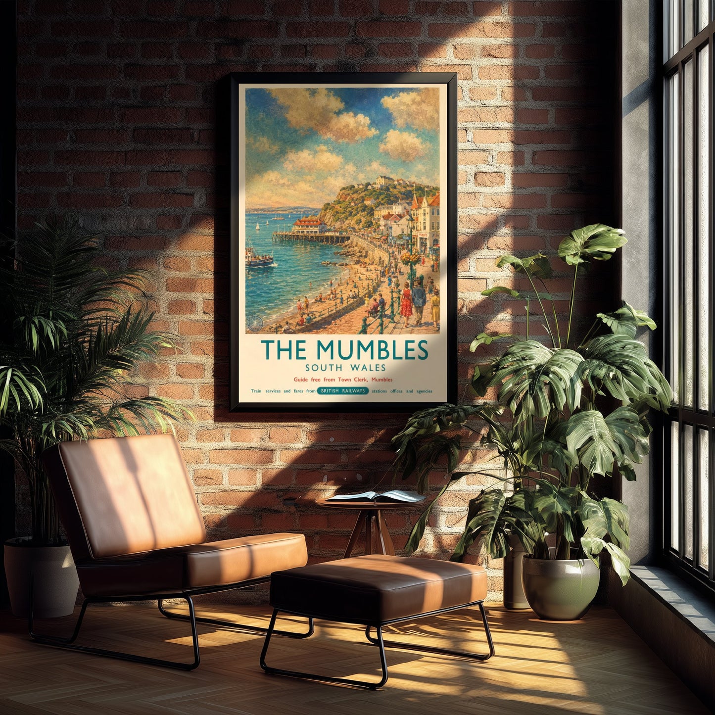 The Mumbles Swansea Travel Poster - Art Print - Vintage Railway Illustration - South Wales Wall Art 1/3