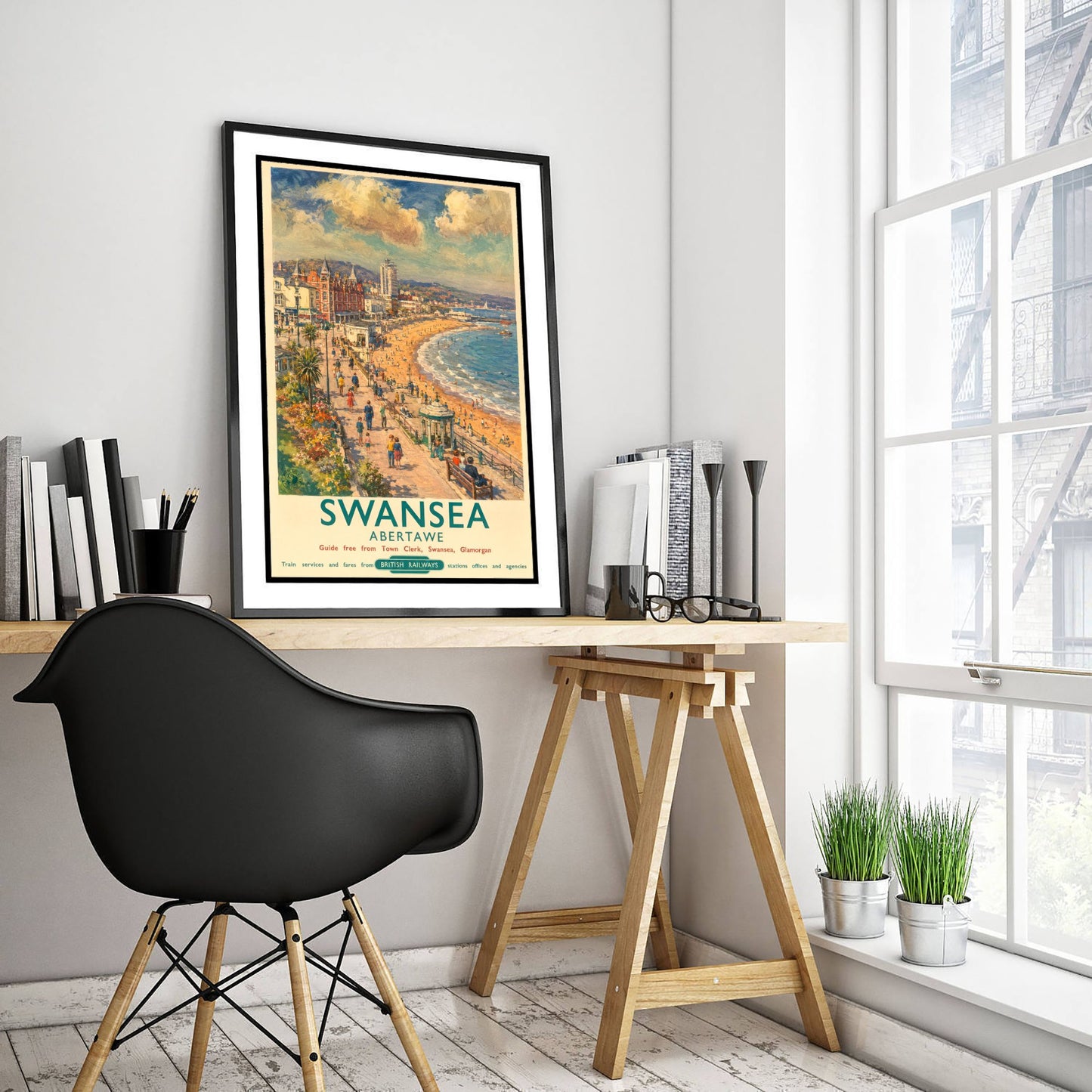 Swansea Bay Travel Poster - Art Print - Vintage Railway Illustration - South Wales Seaside Wall Art 2/3