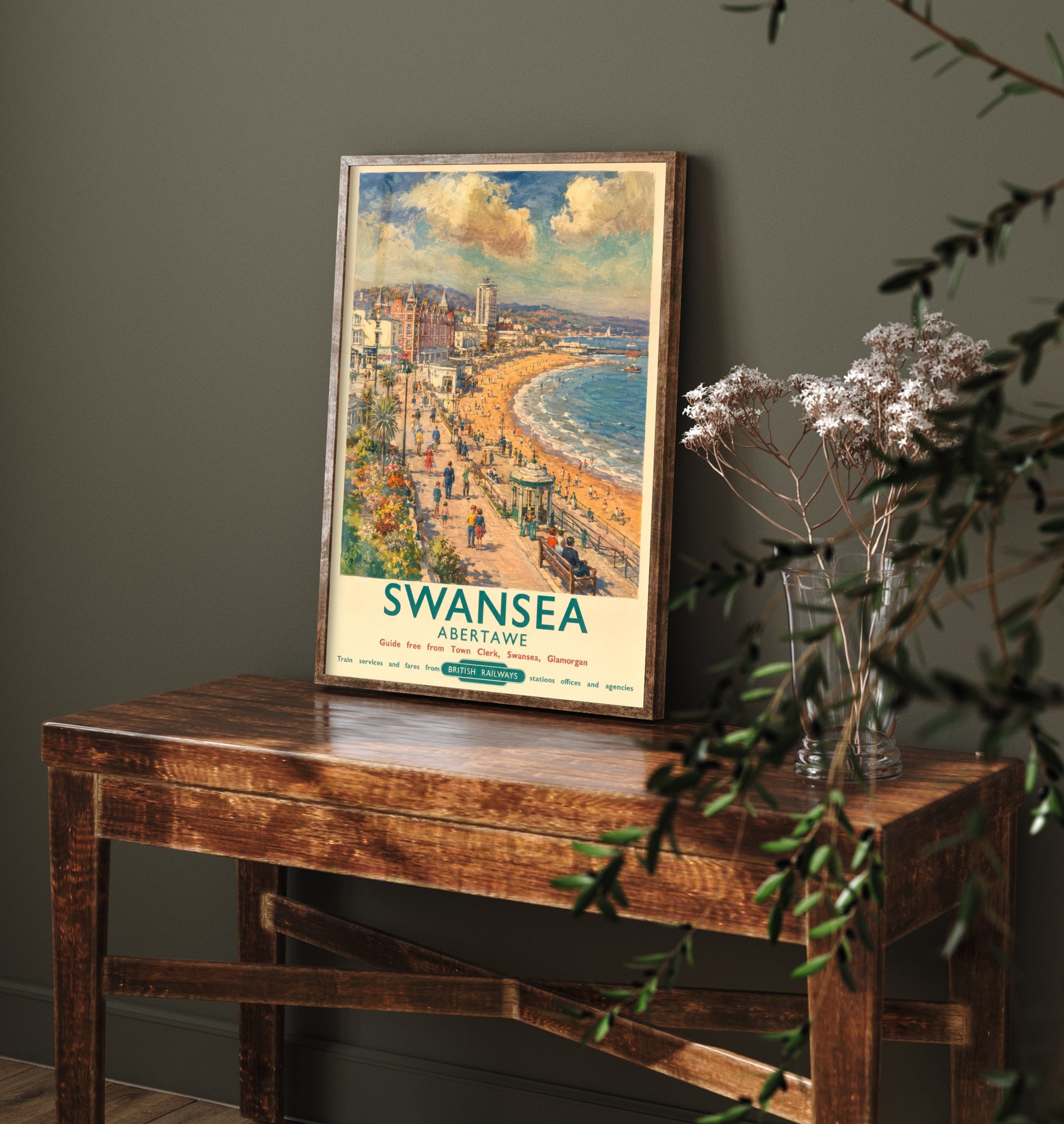 Swansea Bay Travel Poster - Art Print - Vintage Railway Illustration - South Wales Seaside Wall Art 2/3