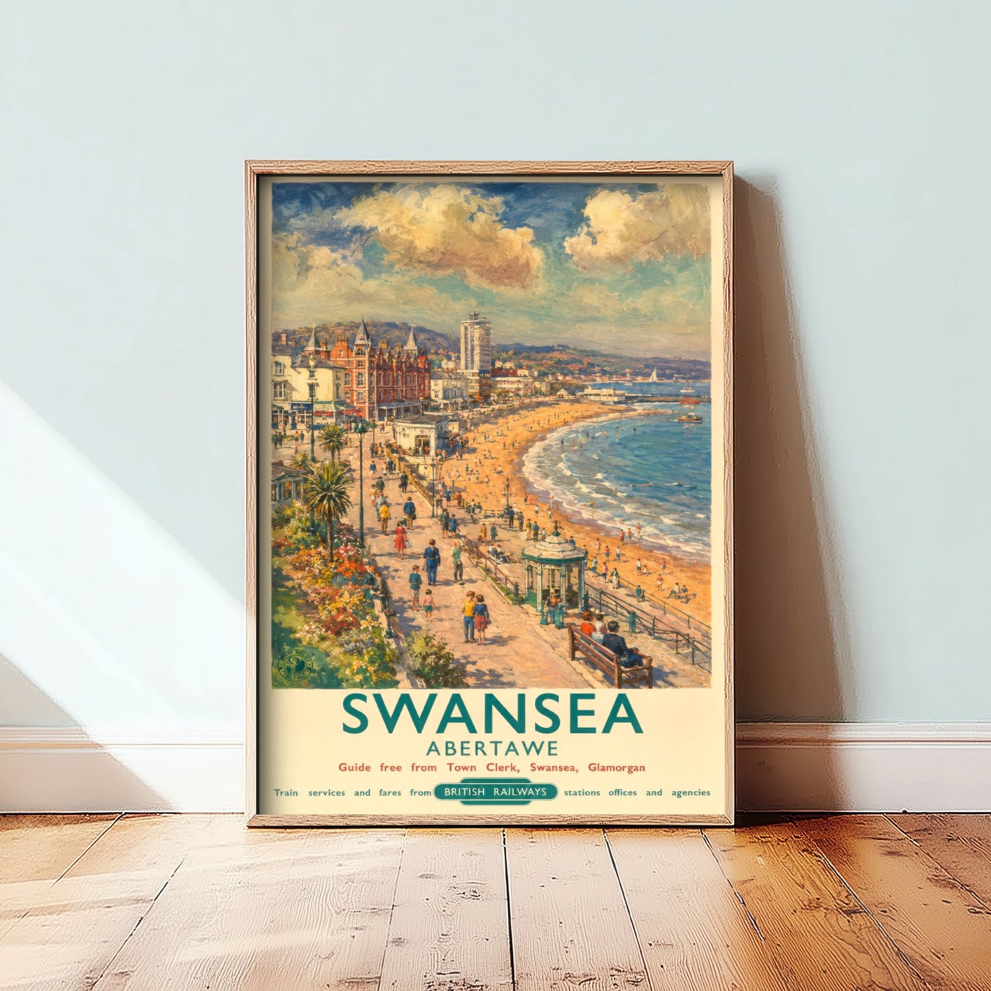 Swansea Bay Travel Poster - Art Print - Vintage Railway Illustration - South Wales Seaside Wall Art 2/3