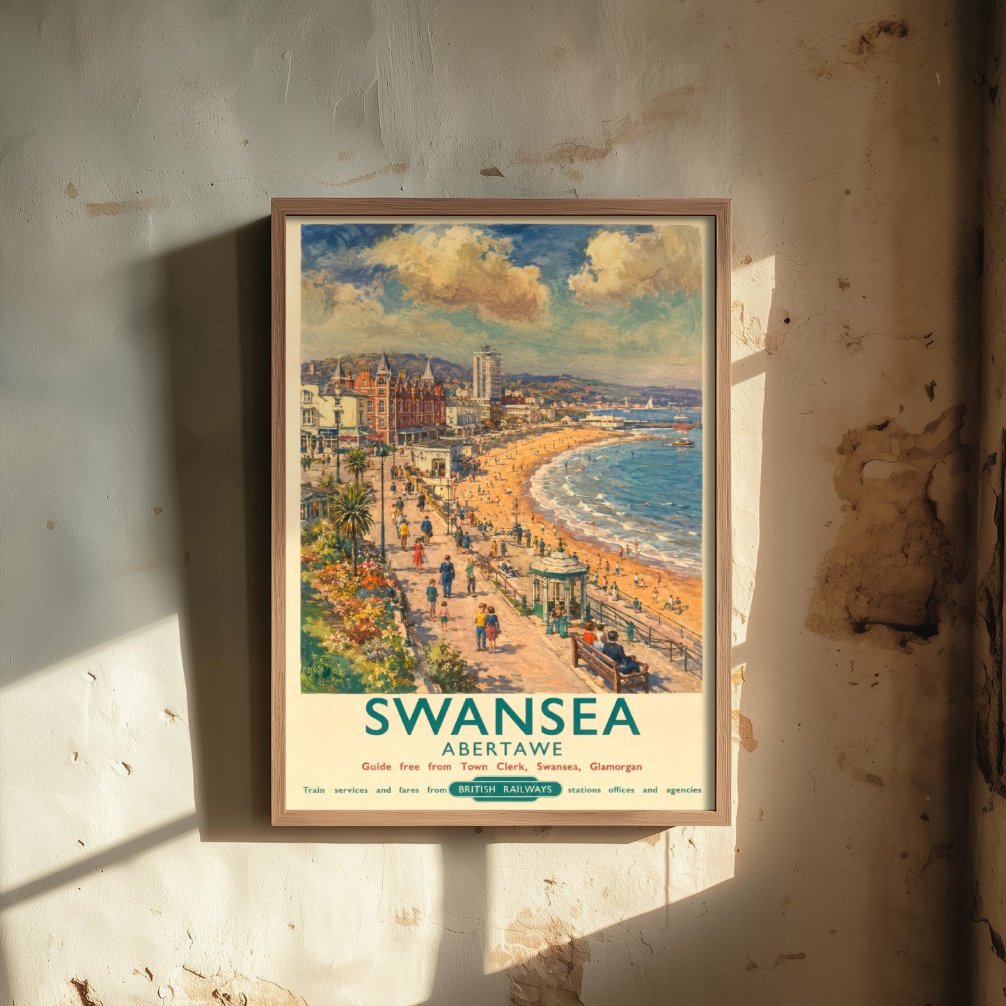 Swansea Bay Travel Poster - Art Print - Vintage Railway Illustration - South Wales Seaside Wall Art 2/3