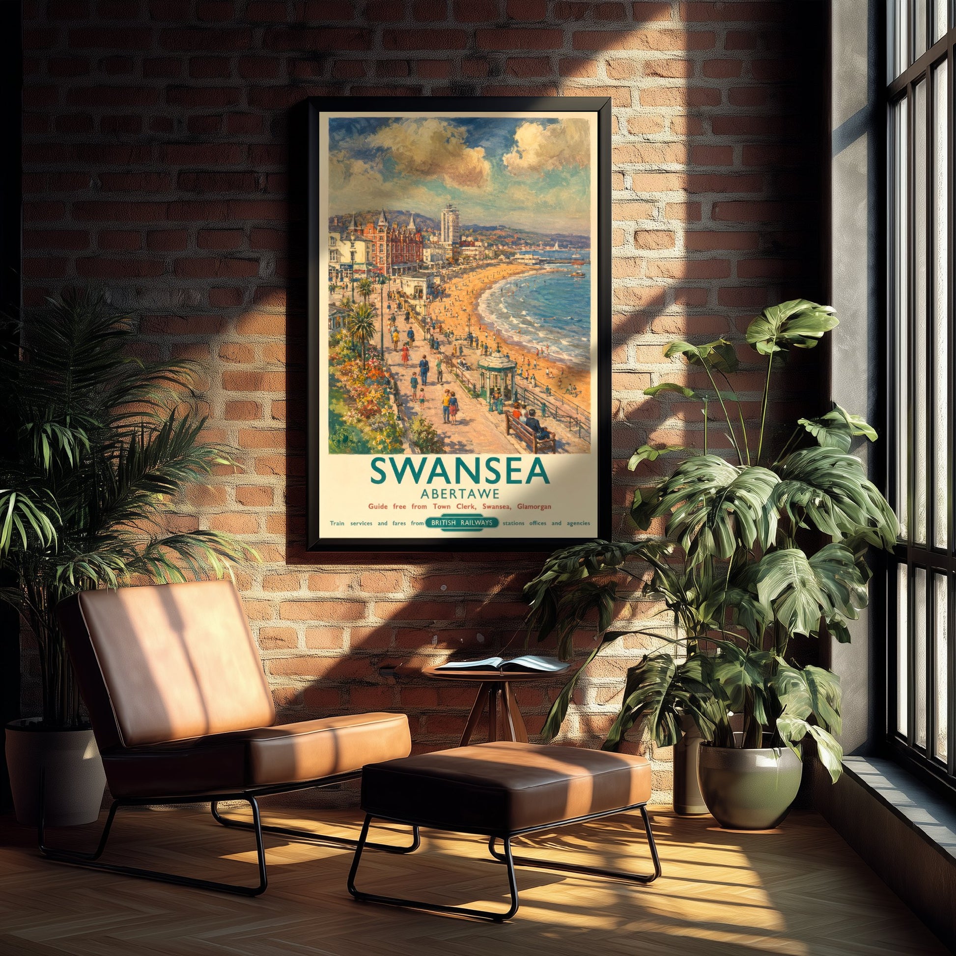 Swansea Bay Travel Poster - Art Print - Vintage Railway Illustration - South Wales Seaside Wall Art 2/3