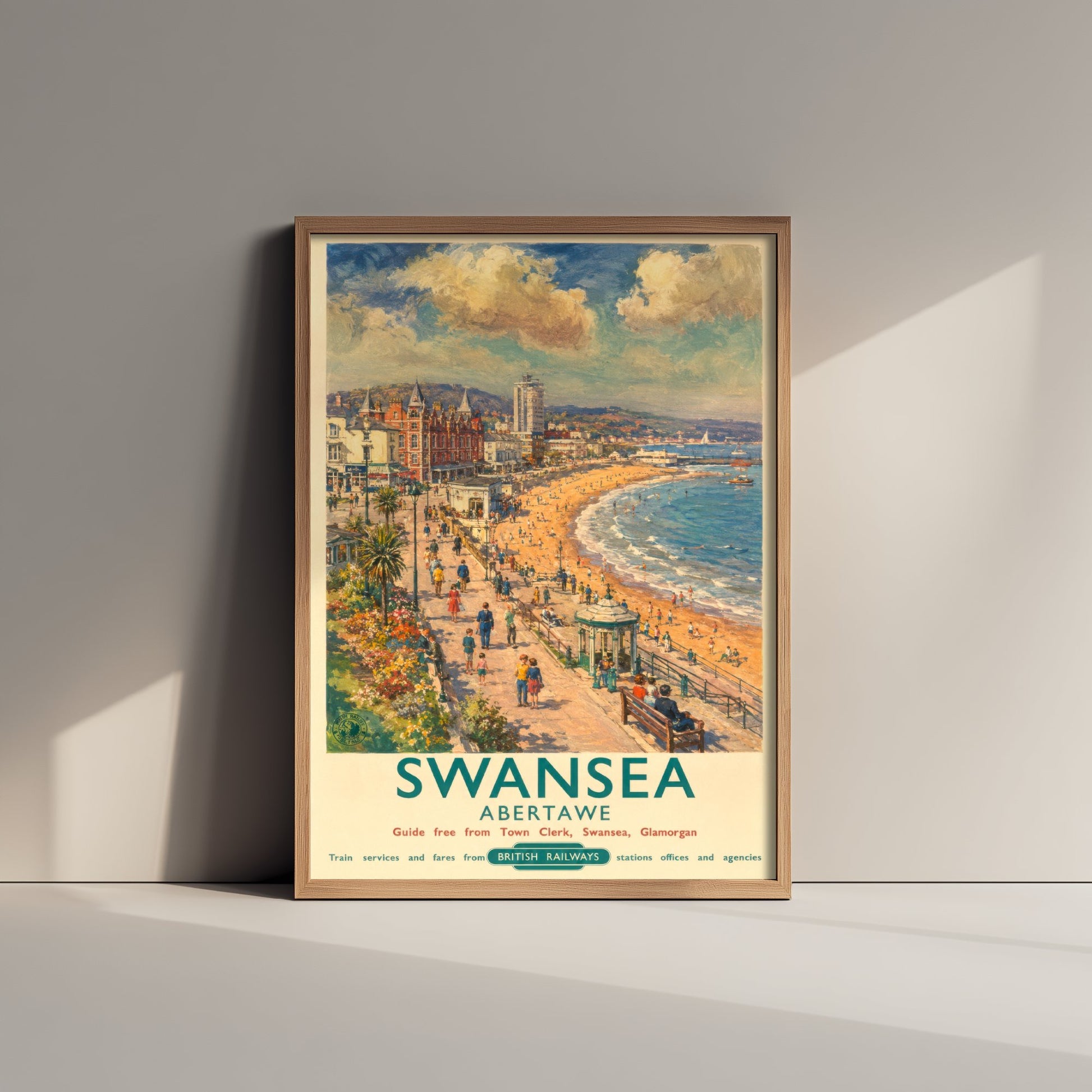 Swansea Bay Travel Poster - Art Print - Vintage Railway Illustration - South Wales Seaside Wall Art 2/3