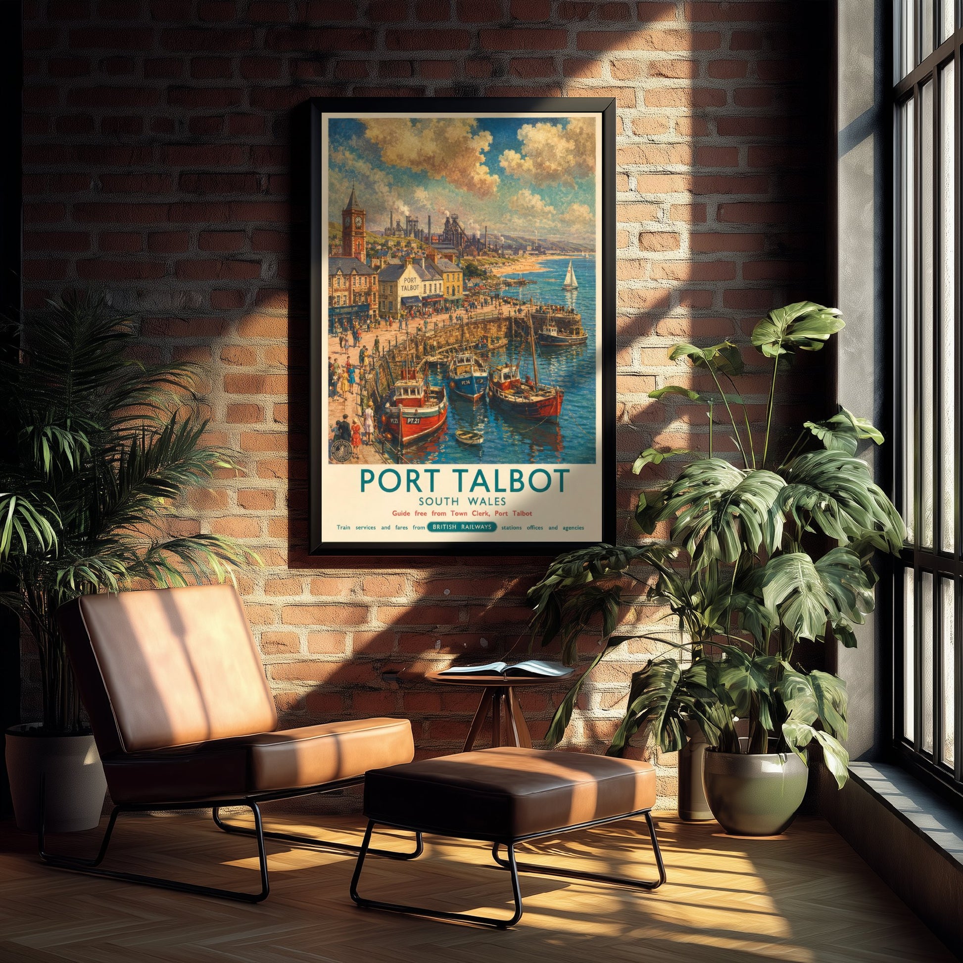 Port Talbot Travel Poster - Art Print - Vintage Railway Illustration - South Wales Harbour Wall Art 3/3