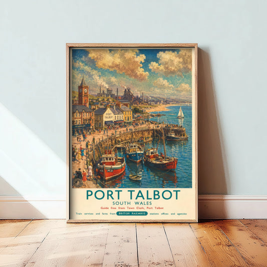 Port Talbot Travel Poster - Art Print - Vintage Railway Illustration - South Wales Harbour Wall Art 3/3