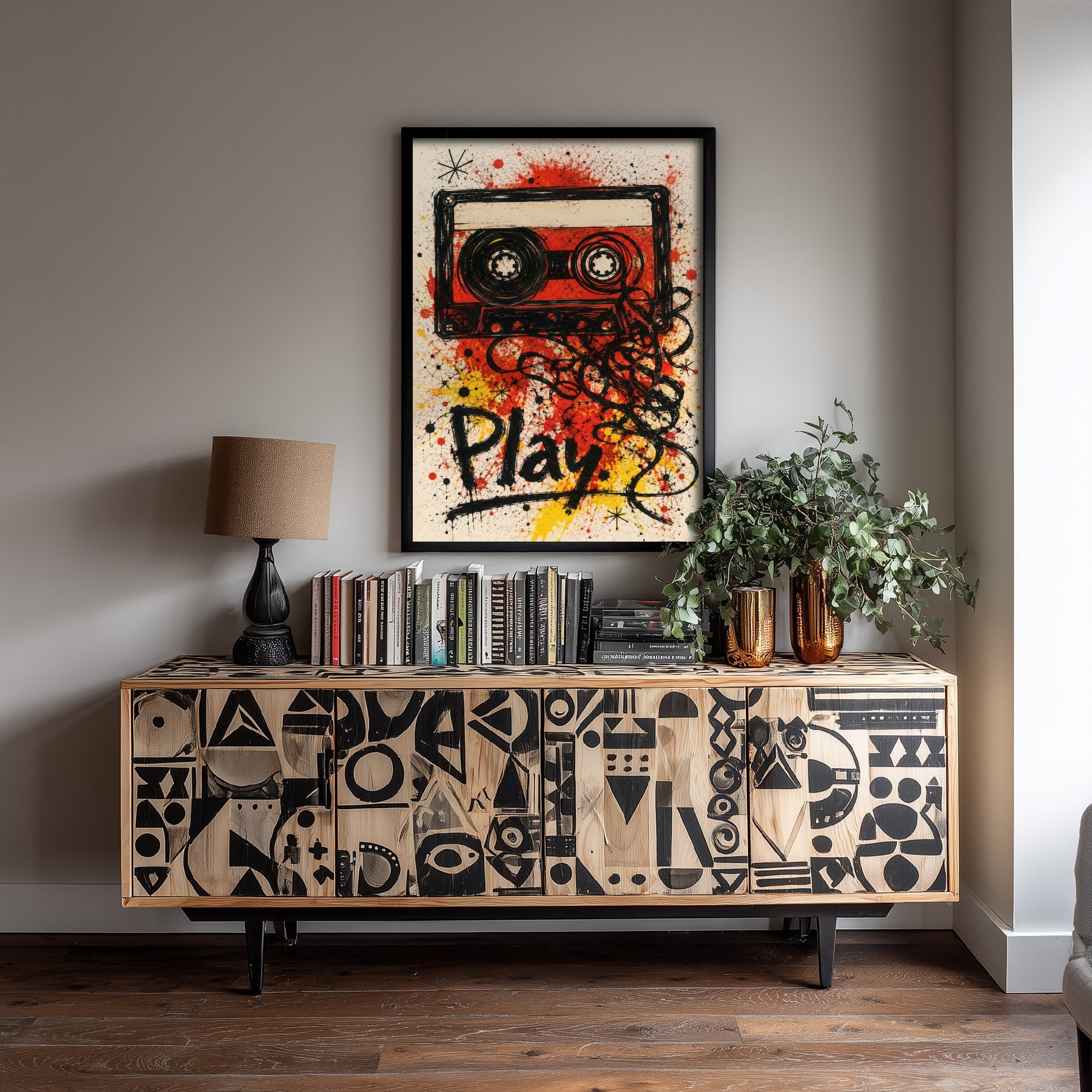 Cassette Tape Music Art Print - Retro Mixtape Poster - Watercolour Ink Illustration - Play Wall Art 2/3
