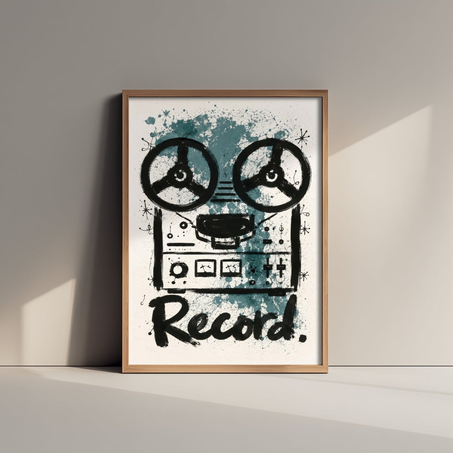 Reel to Reel Music Art Print - Tape Recorder Poster - Watercolour Ink Illustration - Record Wall Art 3/3