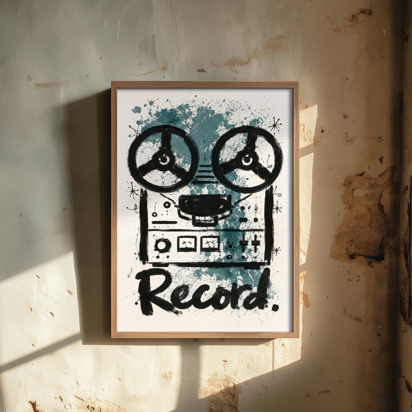 Reel to Reel Music Art Print - Tape Recorder Poster - Watercolour Ink Illustration - Record Wall Art 3/3