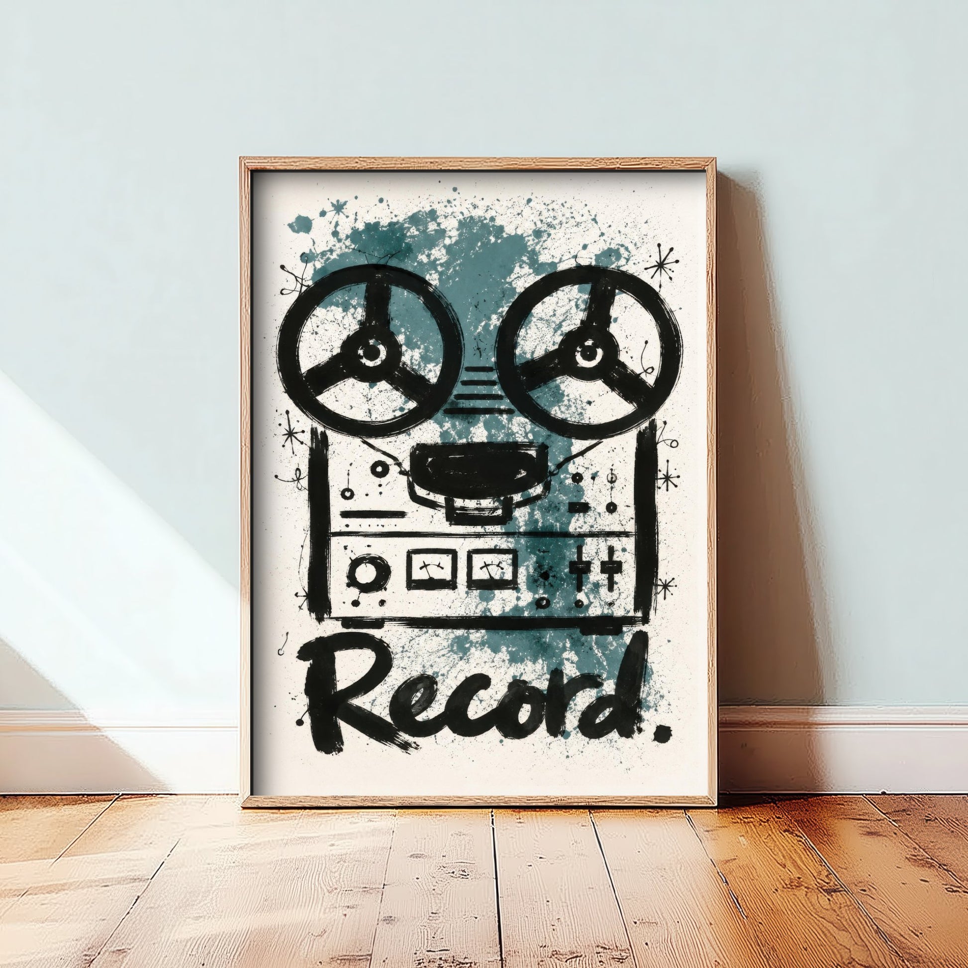 Reel to Reel Music Art Print - Tape Recorder Poster - Watercolour Ink Illustration - Record Wall Art 3/3