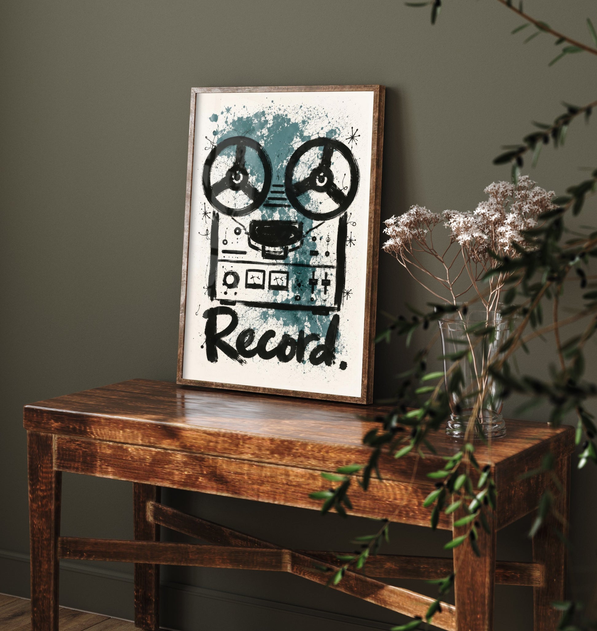 Reel to Reel Music Art Print - Tape Recorder Poster - Watercolour Ink Illustration - Record Wall Art 3/3