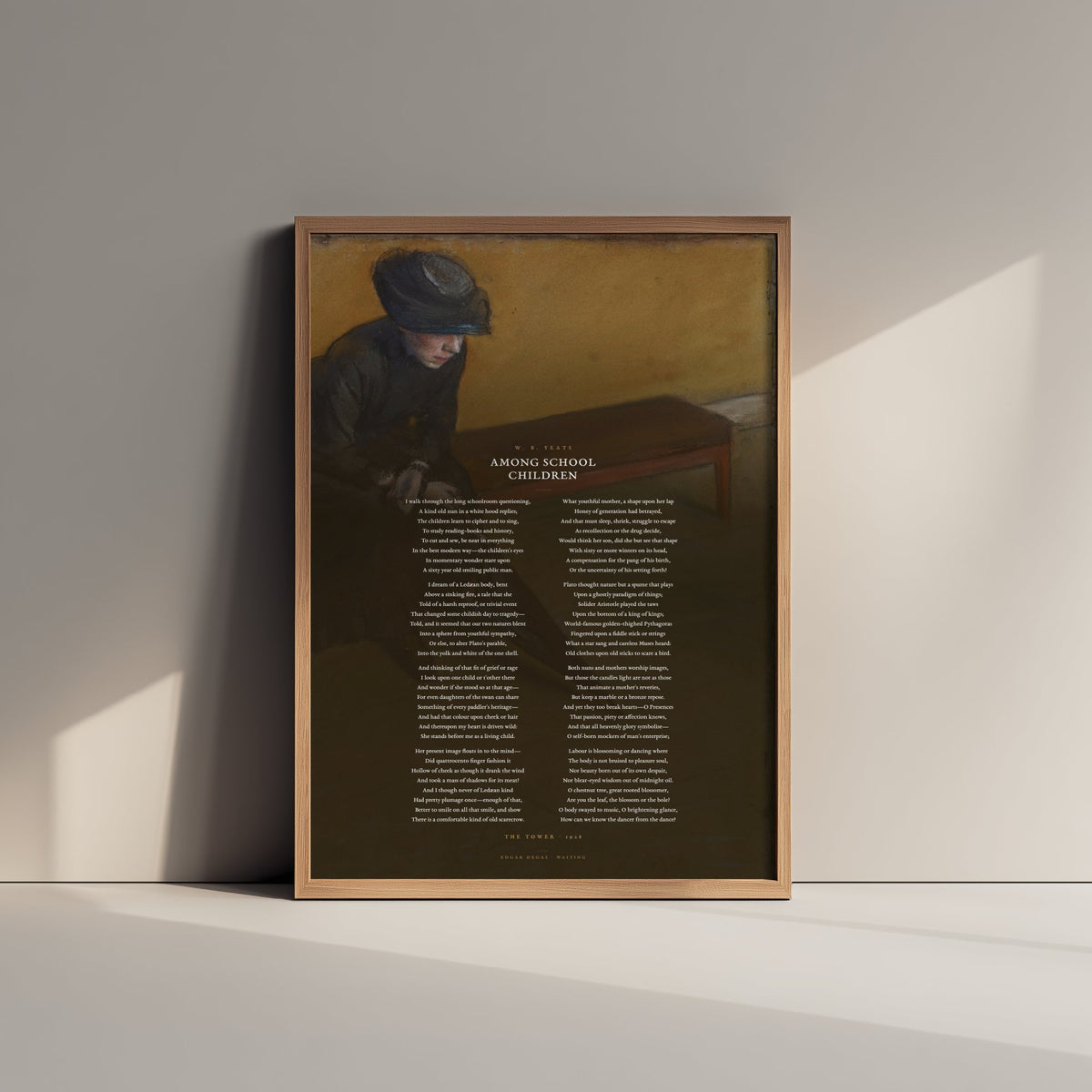 Among School Children by W B Yeats Art Print - Full Poem over Degas Waiting Painting - Dancer from the Dance Poetry Poster