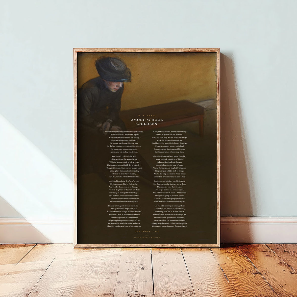 Among School Children by W B Yeats Art Print - Full Poem over Degas Waiting Painting - Dancer from the Dance Poetry Poster