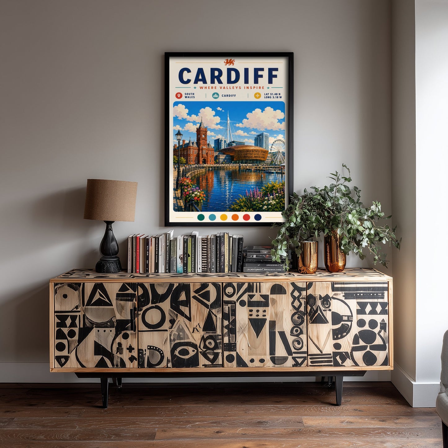 Cardiff Wales Travel Poster - Art Print - Cardiff Bay Illustration - Pierhead Welsh Cityscape Wall Art 2/3