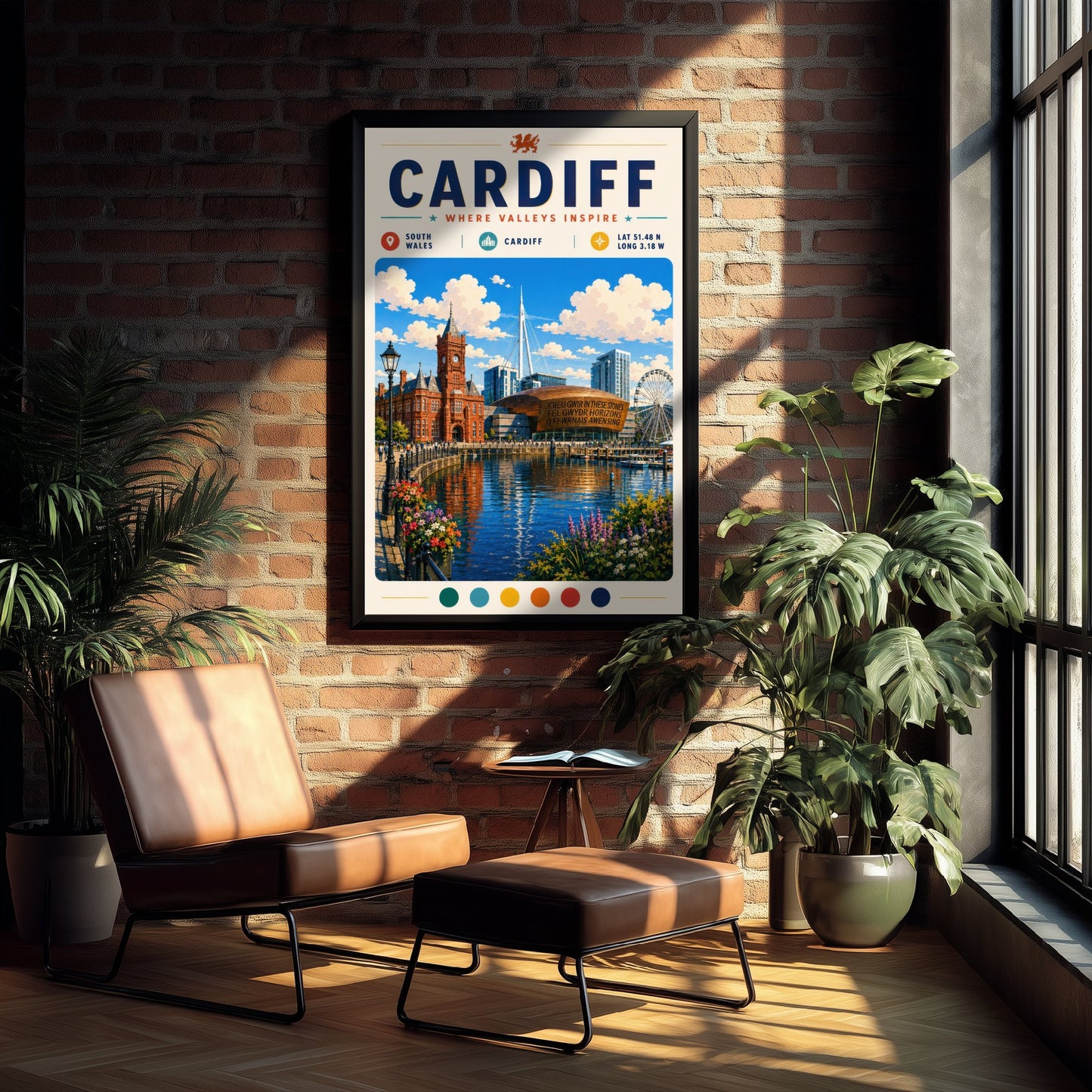 Cardiff Wales Travel Poster - Art Print - Cardiff Bay Illustration - Pierhead Welsh Cityscape Wall Art 2/3