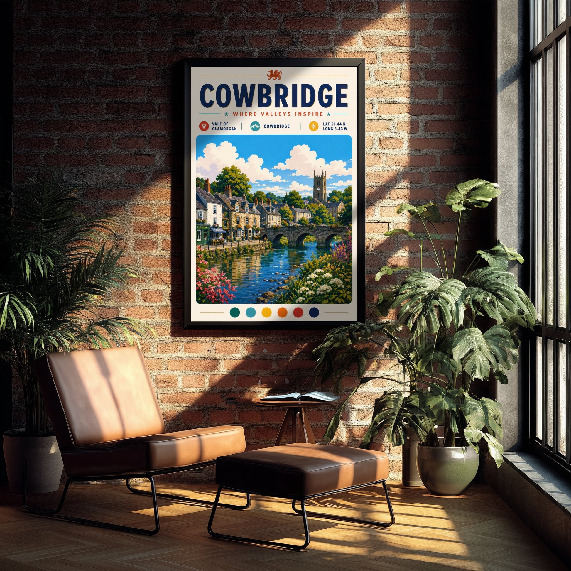 Cowbridge Wales Travel Poster - Vale of Glamorgan Art Print - Welsh Town Illustration - Historic Bridge Visit 3/3