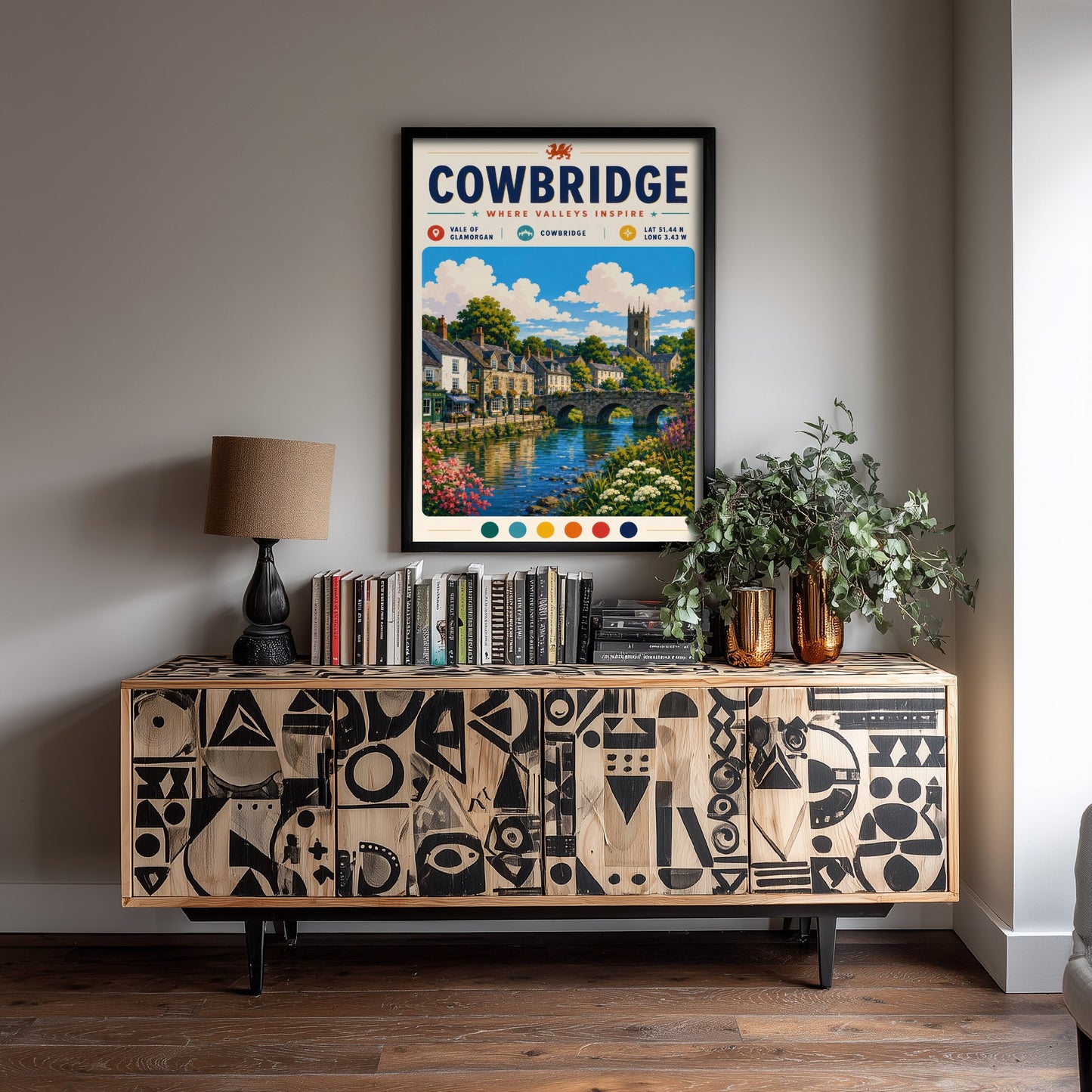 Cowbridge Wales Travel Poster - Vale of Glamorgan Art Print - Welsh Town Illustration - Historic Bridge Visit 3/3