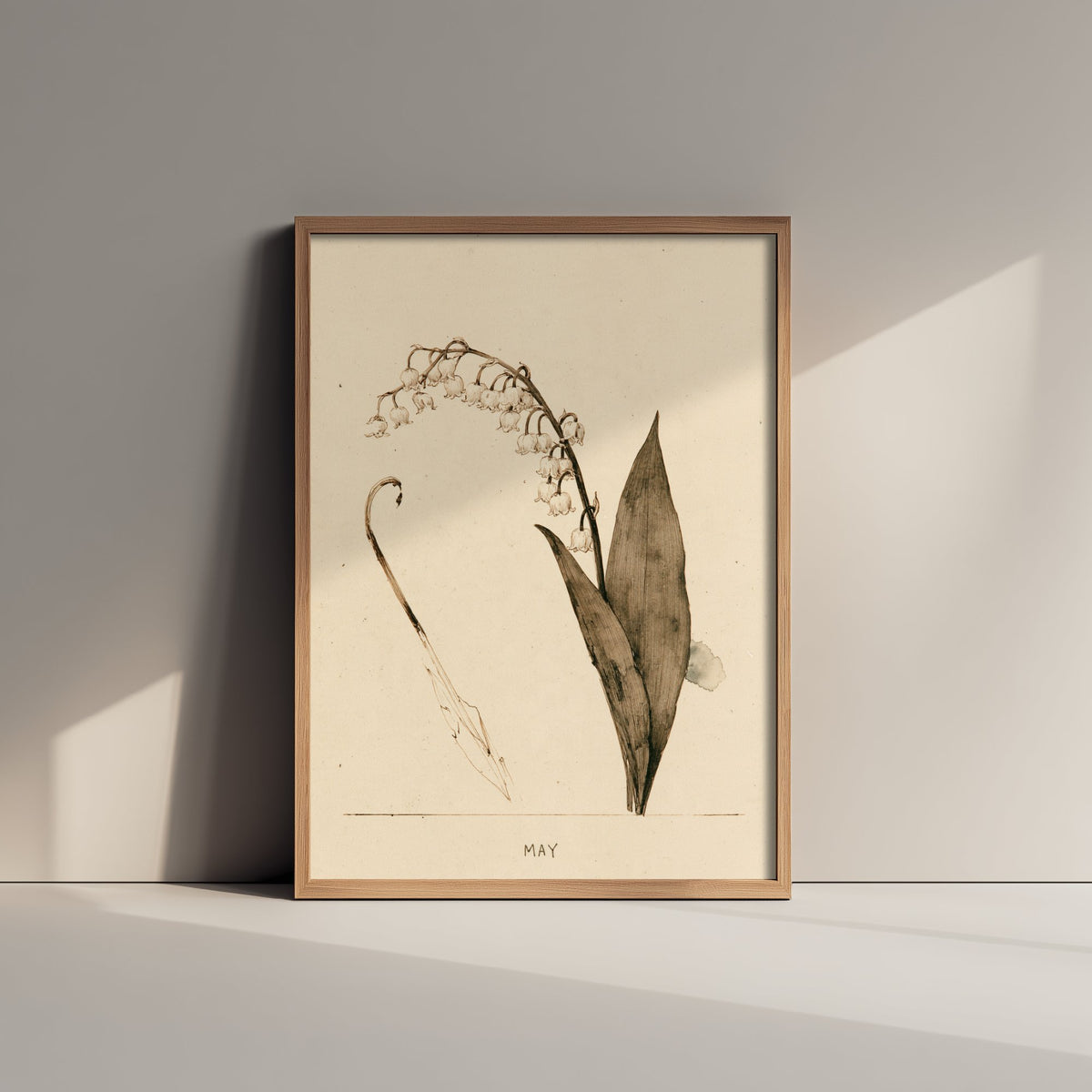 May Birth Flower Art Print - Lily of the Valley Poster - Antique Sepia Ink Botanical Illustration - Birth Month Gift 05/12