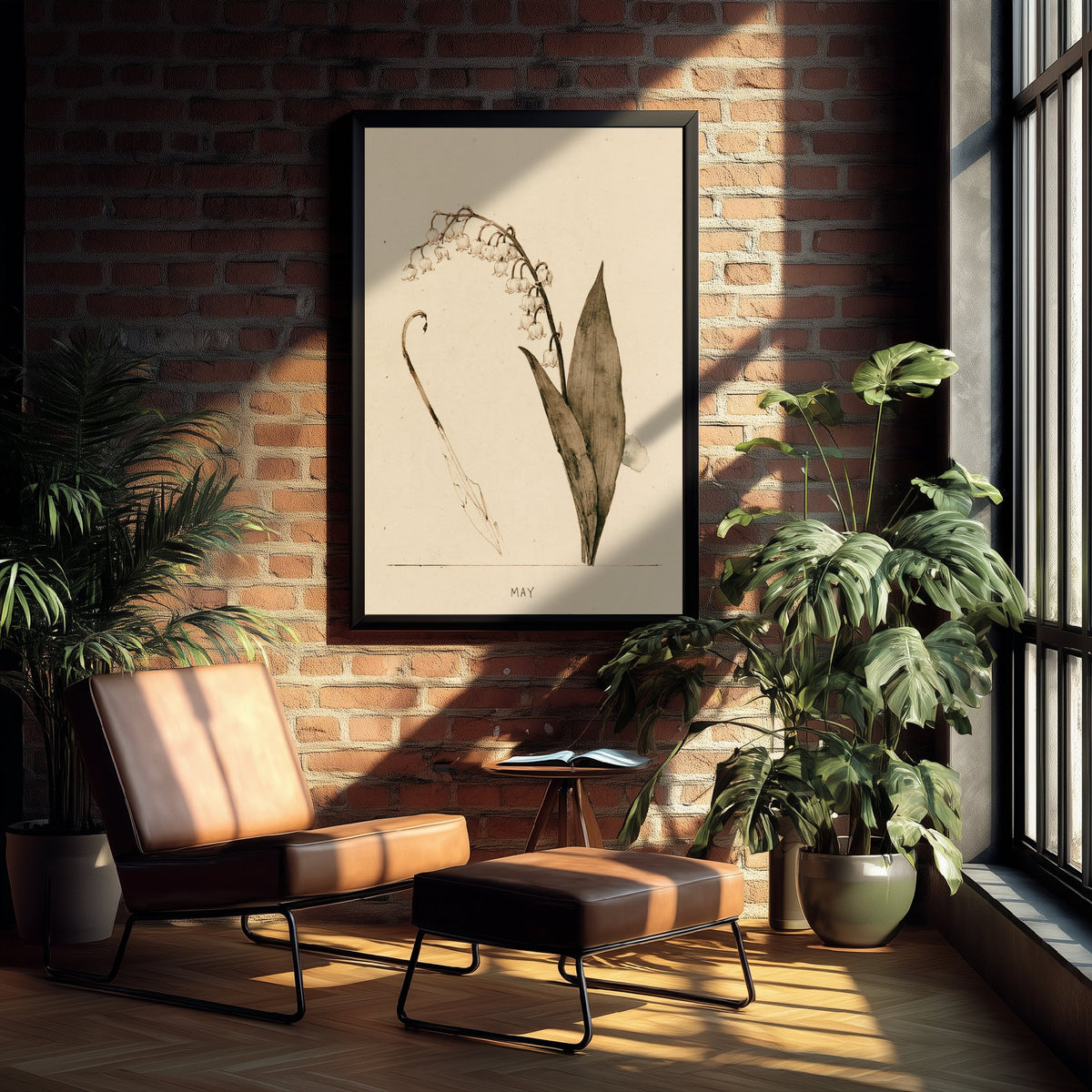 May Birth Flower Art Print - Lily of the Valley Poster - Antique Sepia Ink Botanical Illustration - Birth Month Gift 05/12