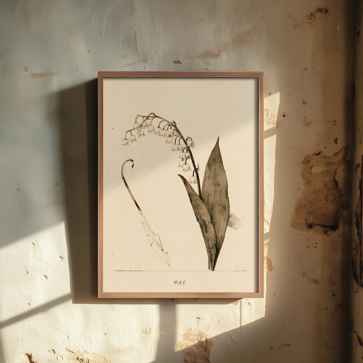 May Birth Flower Art Print - Lily of the Valley Poster - Antique Sepia Ink Botanical Illustration - Birth Month Gift 05/12
