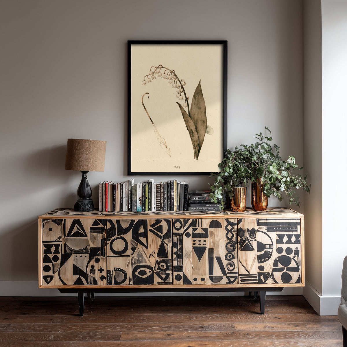 May Birth Flower Art Print - Lily of the Valley Poster - Antique Sepia Ink Botanical Illustration - Birth Month Gift 05/12