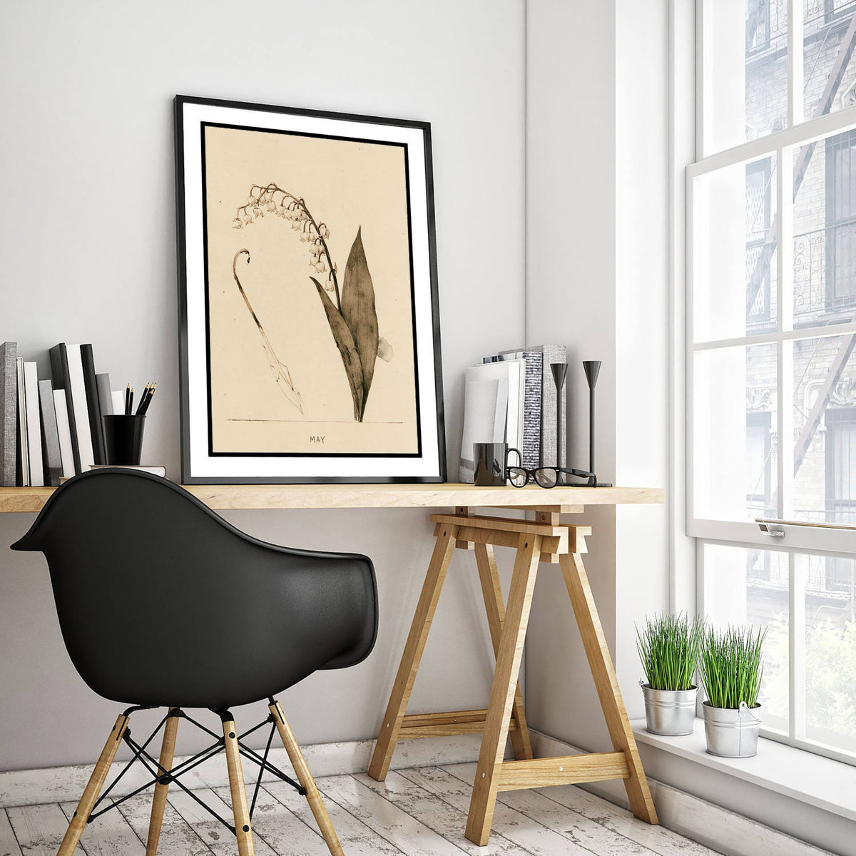 May Birth Flower Art Print - Lily of the Valley Poster - Antique Sepia Ink Botanical Illustration - Birth Month Gift 05/12