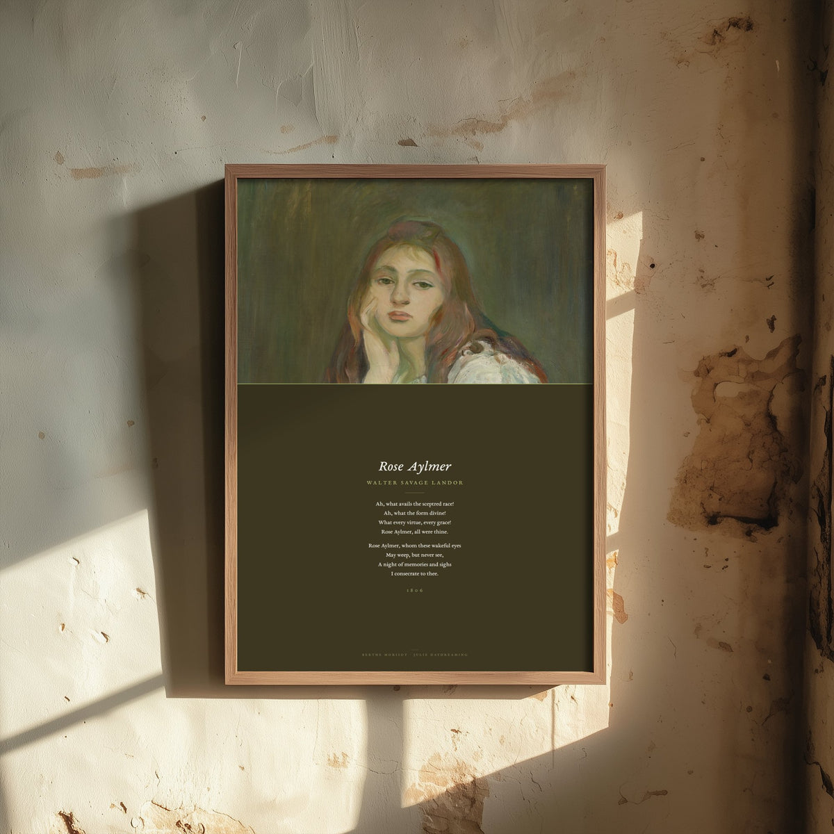 Rose Aylmer by Walter Savage Landor Art Print - Full Poem Poster - Elegy beneath Julie Daydreaming Impressionist Painting