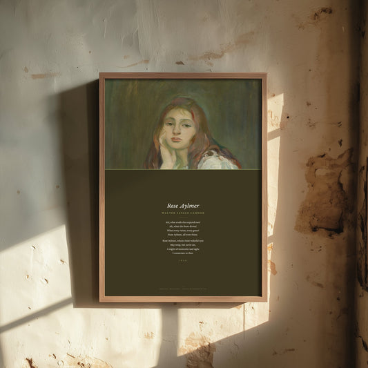 Rose Aylmer by Walter Savage Landor Art Print - Full Poem Poster - Elegy beneath Julie Daydreaming Impressionist Painting