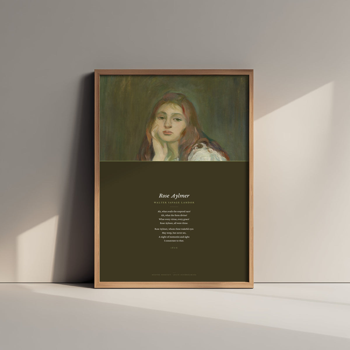 Rose Aylmer by Walter Savage Landor Art Print - Full Poem Poster - Elegy beneath Julie Daydreaming Impressionist Painting