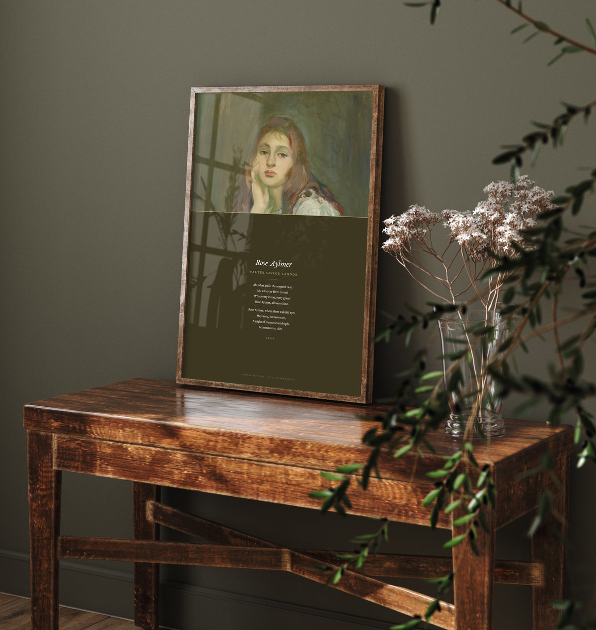 Rose Aylmer by Walter Savage Landor Art Print - Full Poem Poster - Elegy beneath Julie Daydreaming Impressionist Painting