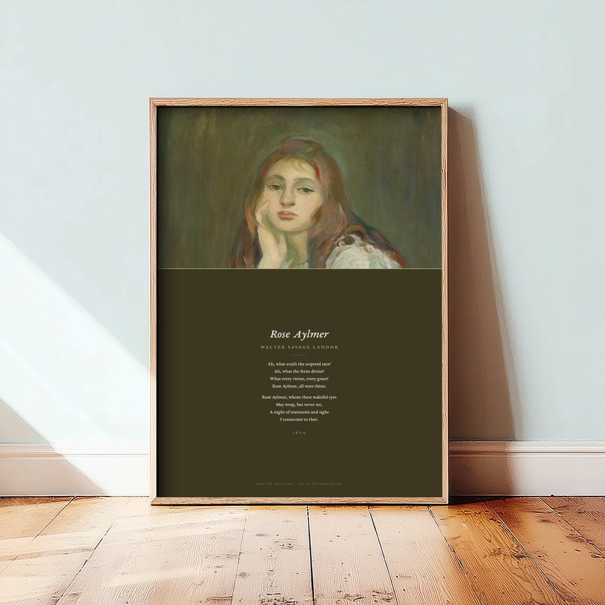 Rose Aylmer by Walter Savage Landor Art Print - Full Poem Poster - Elegy beneath Julie Daydreaming Impressionist Painting