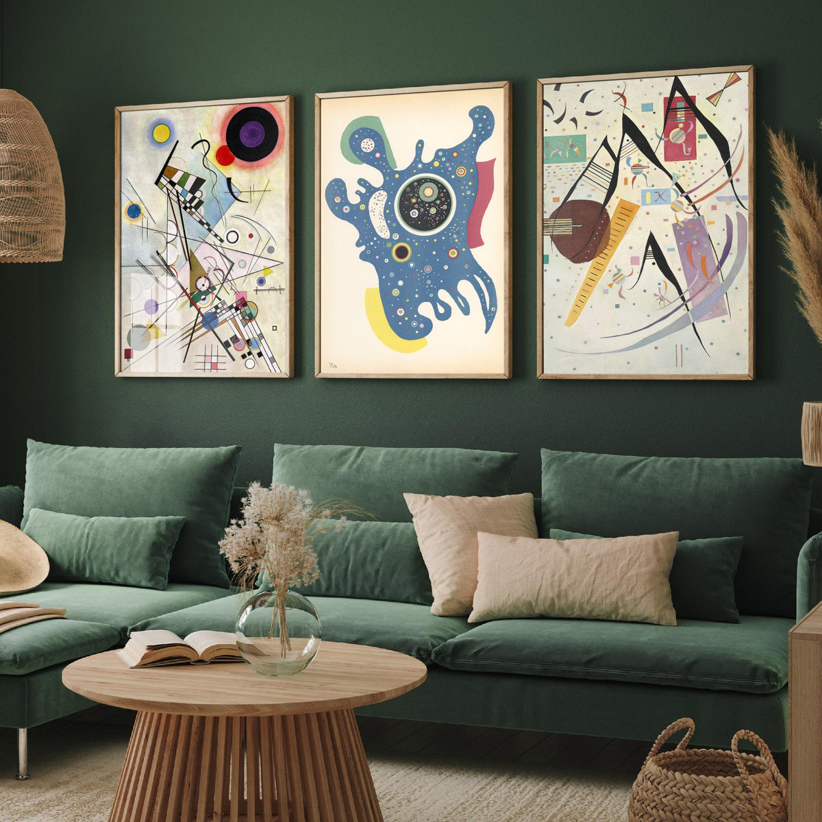 Wassily Kandinsky Set of Three Art Prints - Composition VIII and Two Late Abstract Works - Bauhaus Modernist Poster Painting