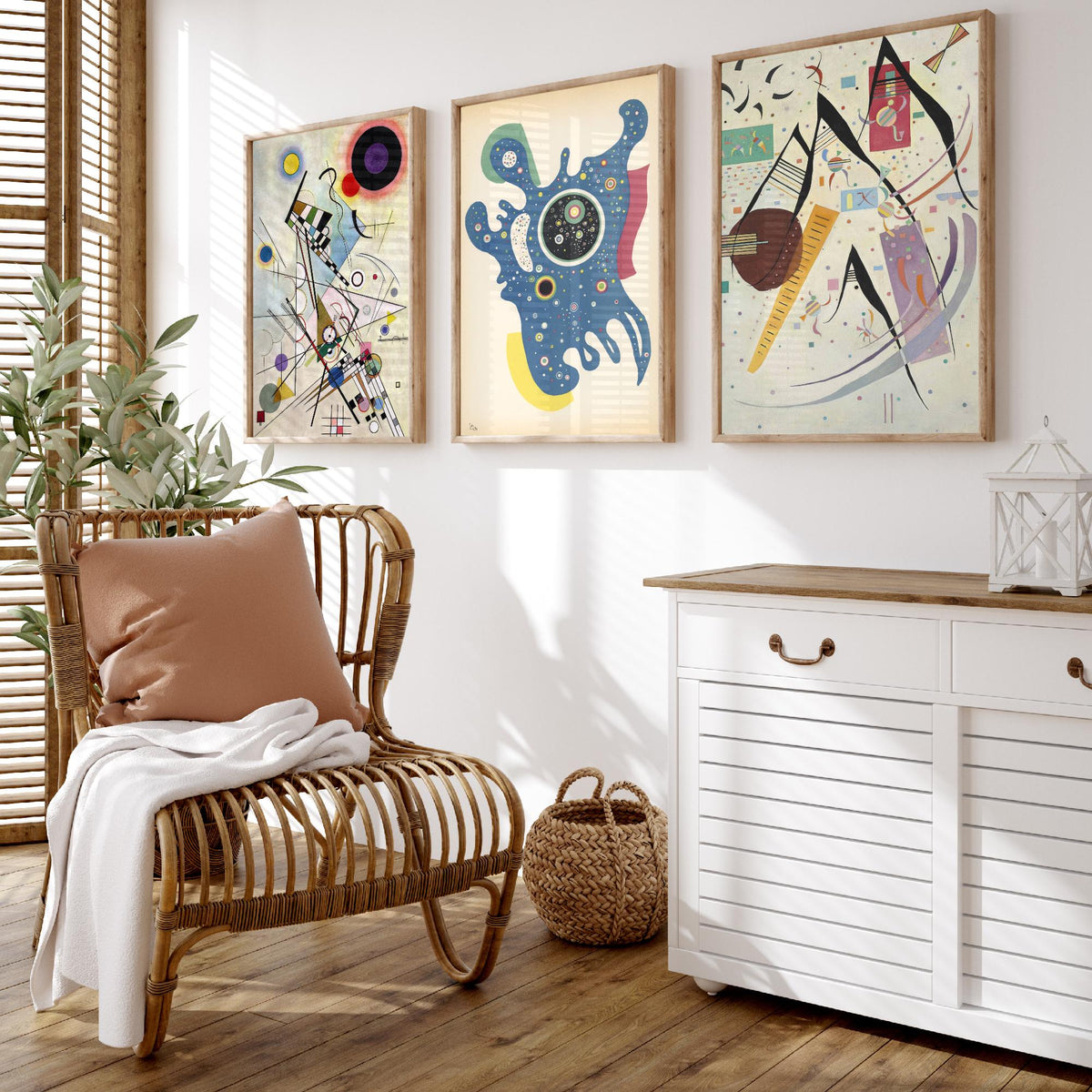 Wassily Kandinsky Set of Three Art Prints - Composition VIII and Two Late Abstract Works - Bauhaus Modernist Poster Painting