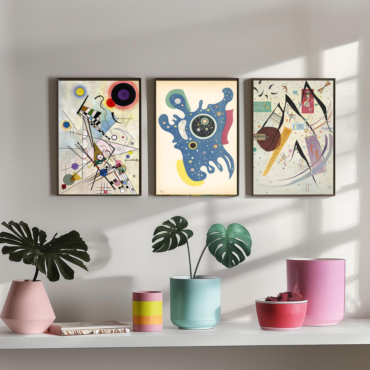 Wassily Kandinsky Set of Three Art Prints - Composition VIII and Two Late Abstract Works - Bauhaus Modernist Poster Painting